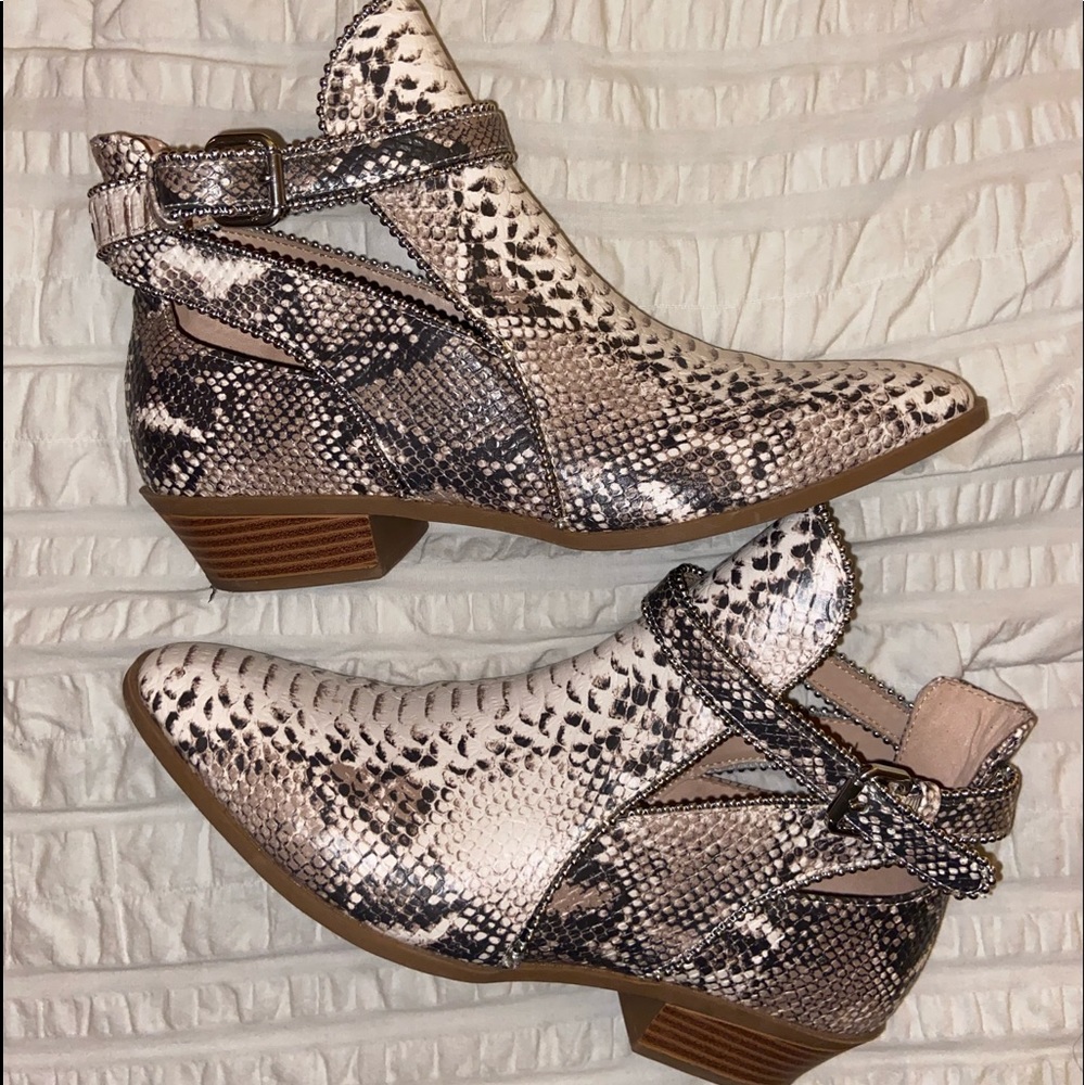 Snakeskin booties
